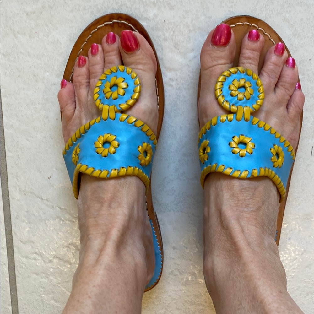 Jack Rogers Turquoise and yellow Sandals, 6